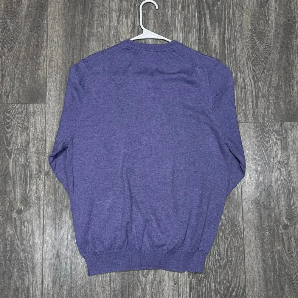 Mens Brooks Brothers V Neck 100% Supima Cotton Pullover Sweater Purple Size M - Picture 3 of 9